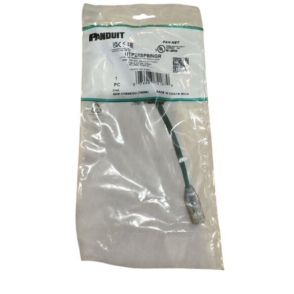 PANDUIT 1 pc Green UTP28SP8IN Copper Patch Cord Category 6 Performance - Picture 1 of 3